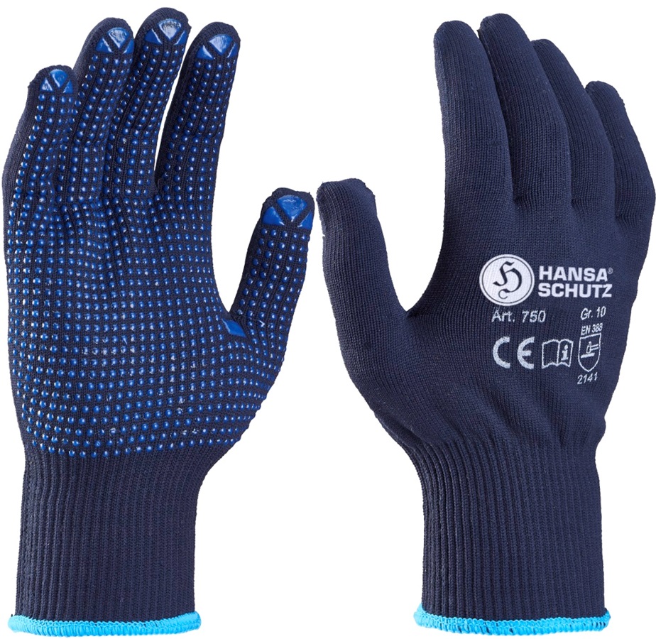 750-1 HansaTec 750 protective gloves with vinyl studs