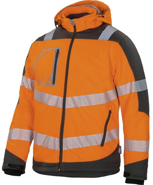 o2 Vizwell VW268O winter softshell jacket fluorescent orange gray