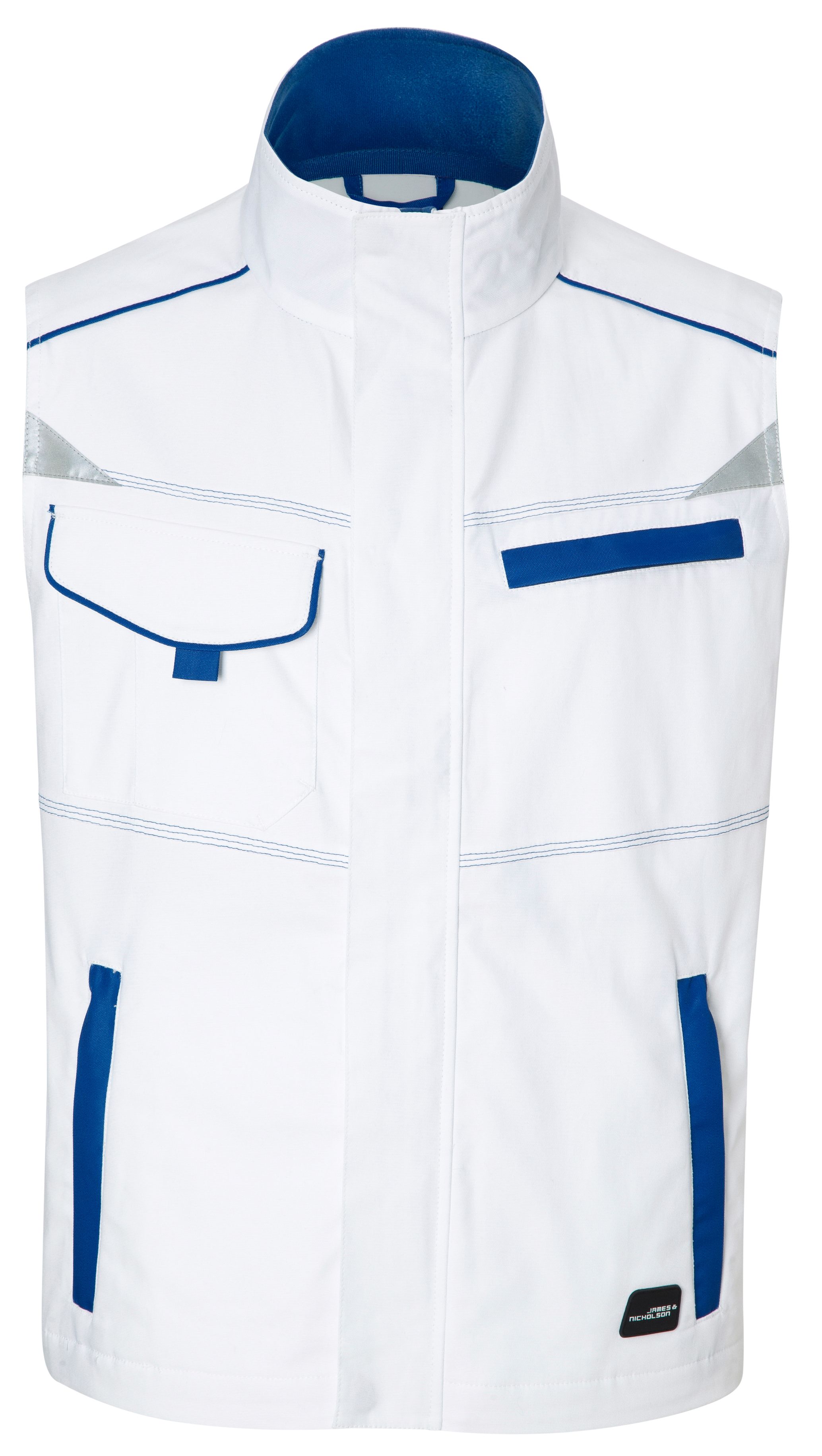 jn850-white-royal-front James & Nicholson JN850 Workwear Vest in 8 Colours