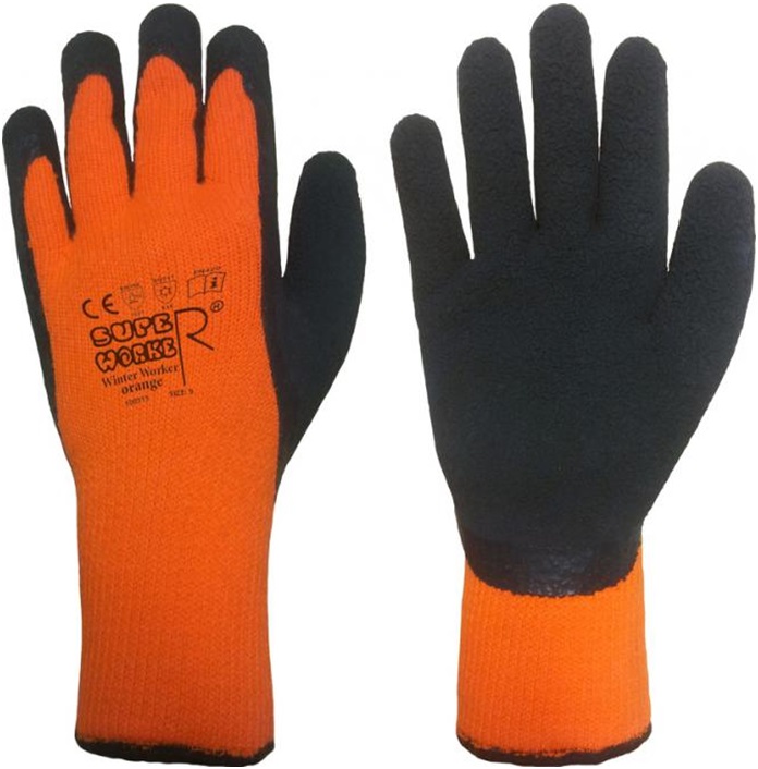 kc-100515 Super Worker Winter Worker Cotton Gloves with Latex Coating