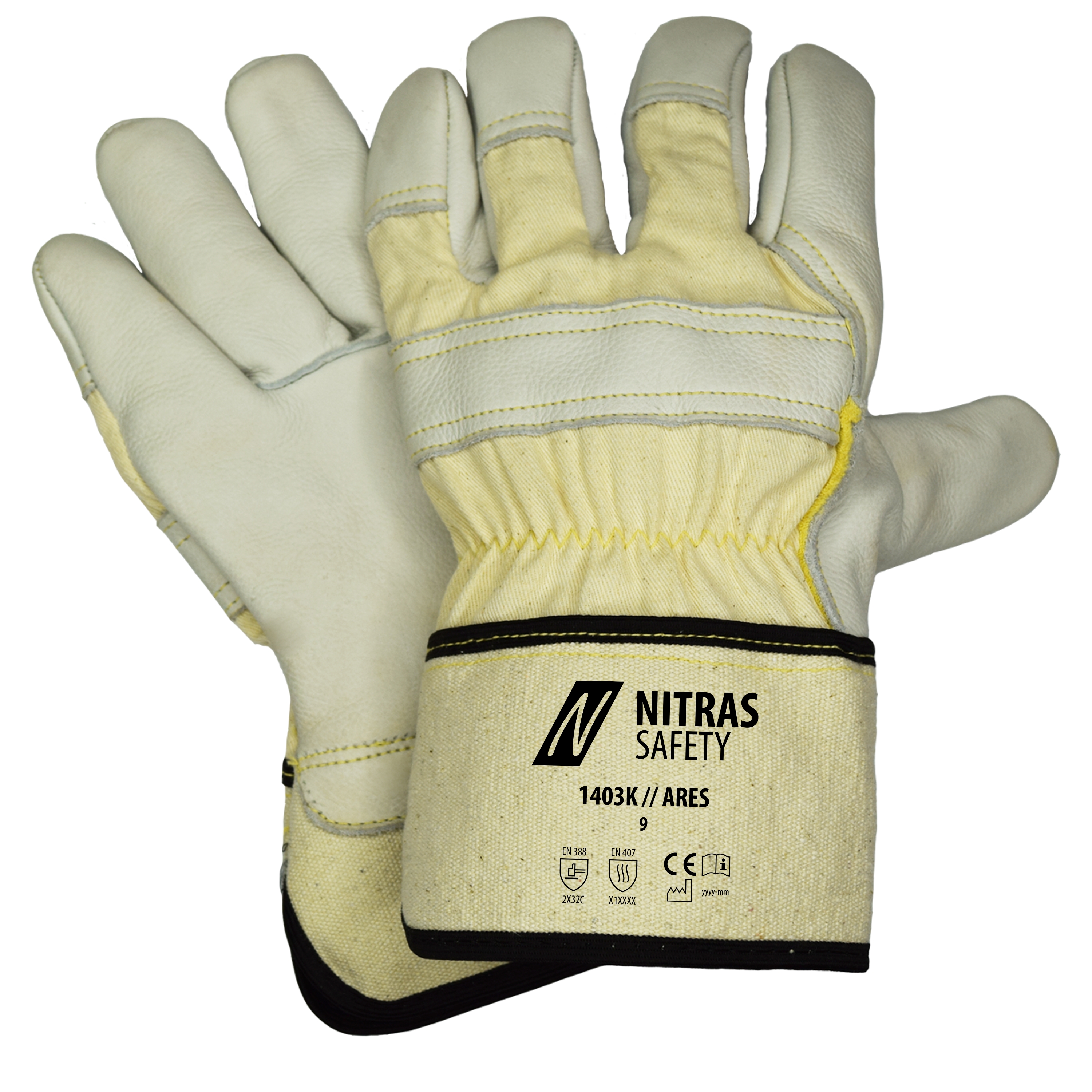 1403K_1612_001 Nitras 1403K Ares cowhide full leather cut protective gloves