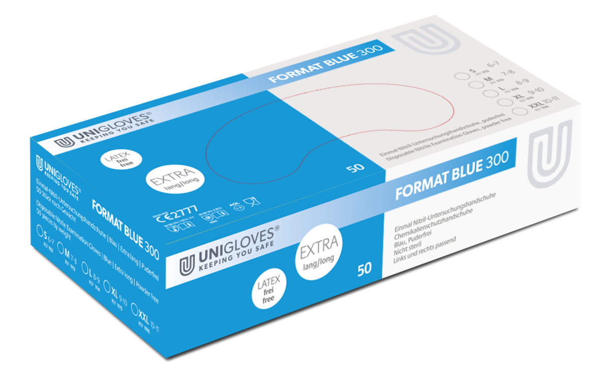 unigloves_format__blue_300_292691 Unigloves Format Blue 300 disposable nitrile gloves powder free blue