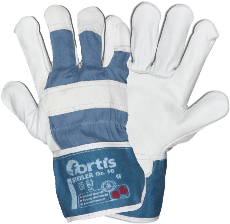 Fortis Classic Steeler cowhide full leather gloves blue-white