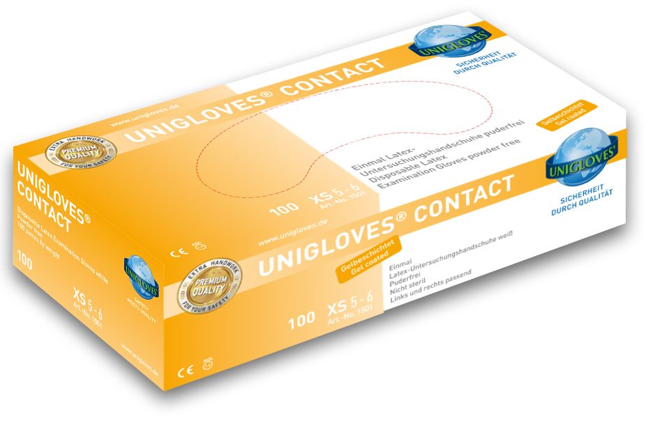 contact-box-xs-072019 Unigloves Contact Latex Disposable Gloves powder free