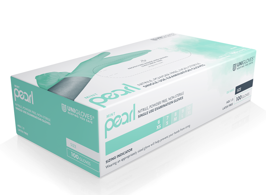 Unigloves Mint Pearl Nitril-Einweghandschuhe puderfrei