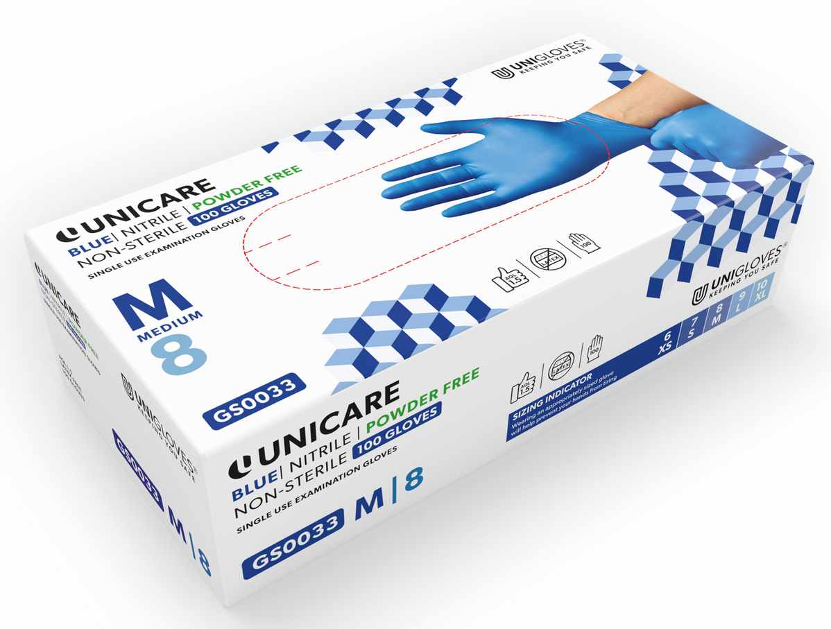 Unigloves Unicare Nitrile blau puderfrei Chemikalienbeständigkeit