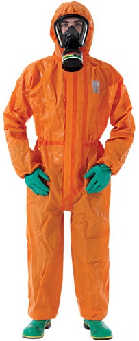 or50-t-00-125-g02 Microchem / AlphaTec 5000 Overall with hood boots and barrier Ansellgloves Model 125 G02 orange