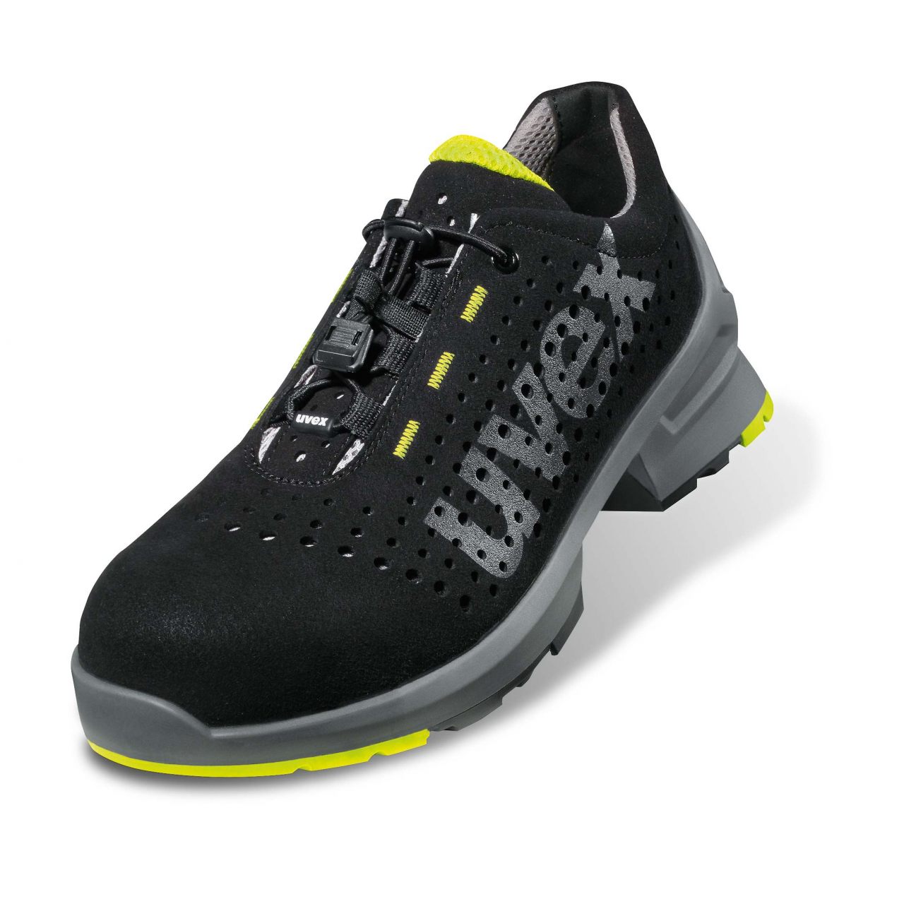 85438 uvex 1 85438 perforated low shoes S1 SRC, width 11, black/lime