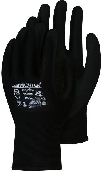 1NHR8oMuyRrri4 Leibwächter HRLW580 Onyx Recycle Polyester Glove with Nitrile Coating