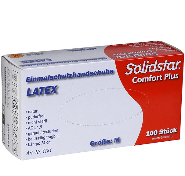 Solidstar Comfort Plus 1181 Latex-Einwegschutzhandschuhe ungepudert