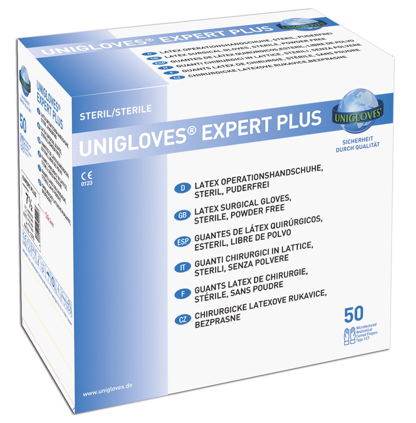 expert_plus_box-1 Unigloves Expert Plus Latex surgical gloves sterile powder free
