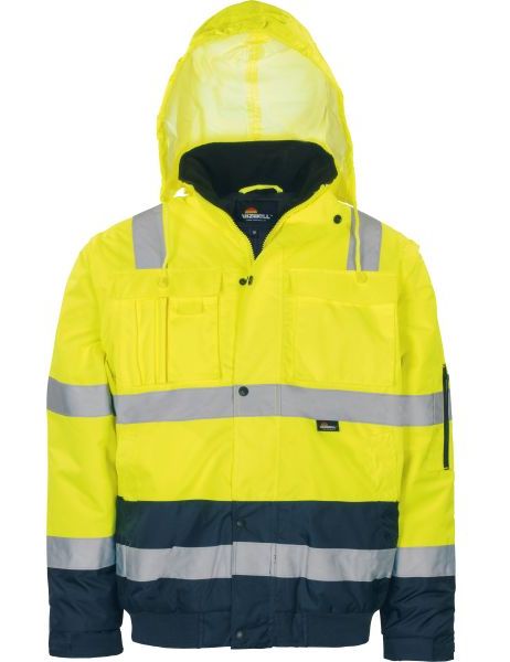 VW60CBY Vizwell VW60CBY High visibility pilot jacket 2 in 1 fluorescent yellow/navy