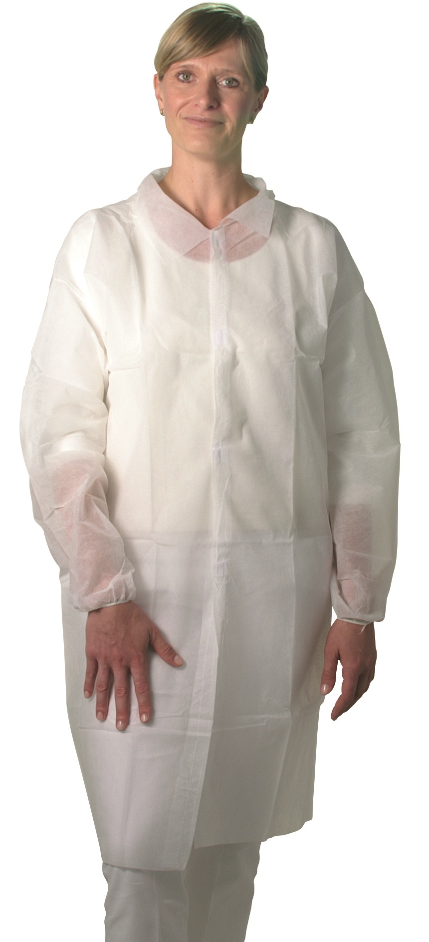 Unigloves PP visitor coat with Velcro 5150 white