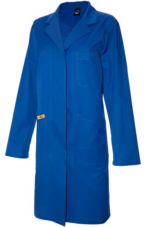 1110-155-3 ESD Ladies Coat long sleeve cornblue 155g/m²